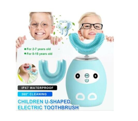 Periuta de dinti electrica pentru copii, forma de U, cu incarcare USB, 4 trepte